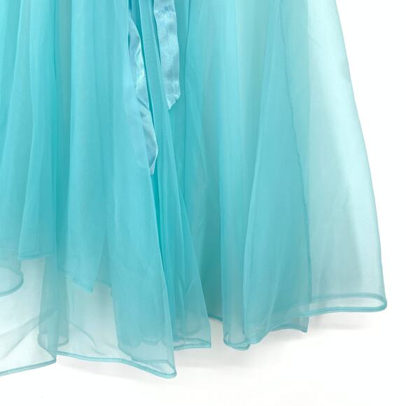 SOLD Vintage Pandora Nylon Babydoll Top Womens Size Medium Baby Blue Flower - Picture 5 of 7